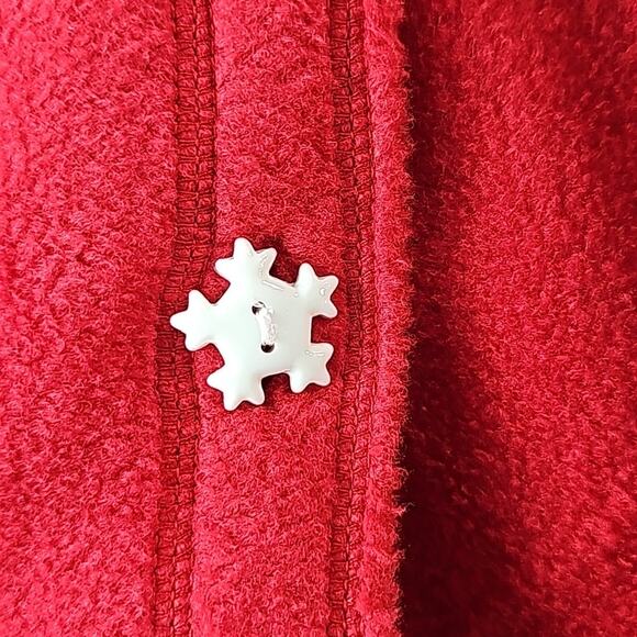 NWT Womens 2X Red Snow Flake Mittens Appliques Fleece Premier Cardigan - Picture 3 of 13
